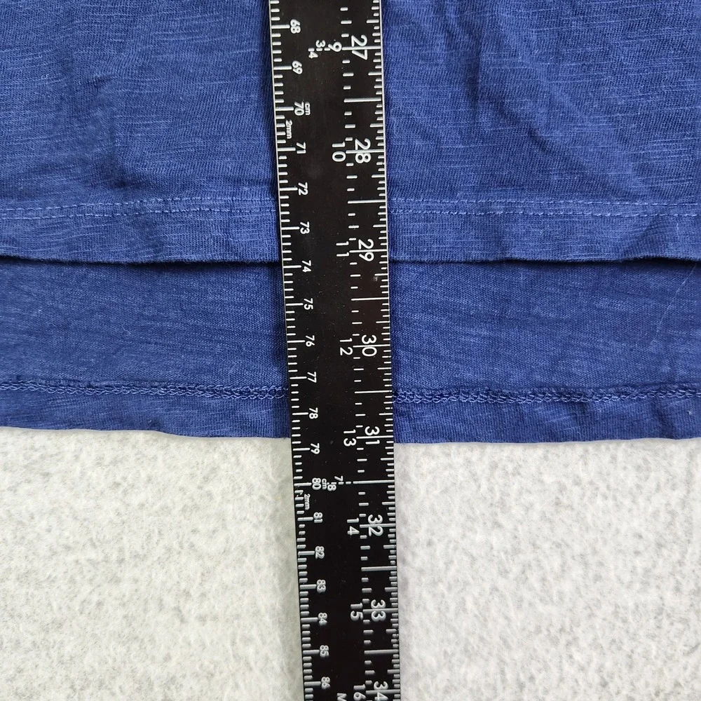 GAP Henley T Shirt Mens XXL Blue Slub Cotton Casual Side Slit Short Sleeve Tee